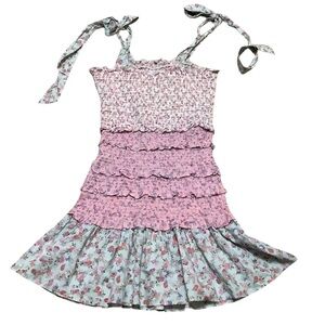 LoveShackFancy Pink and Cream Floral  Dress